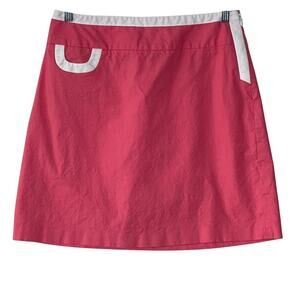 J. McLaughlin Pink and White Print Detail Knee  Length Skirt Size 8